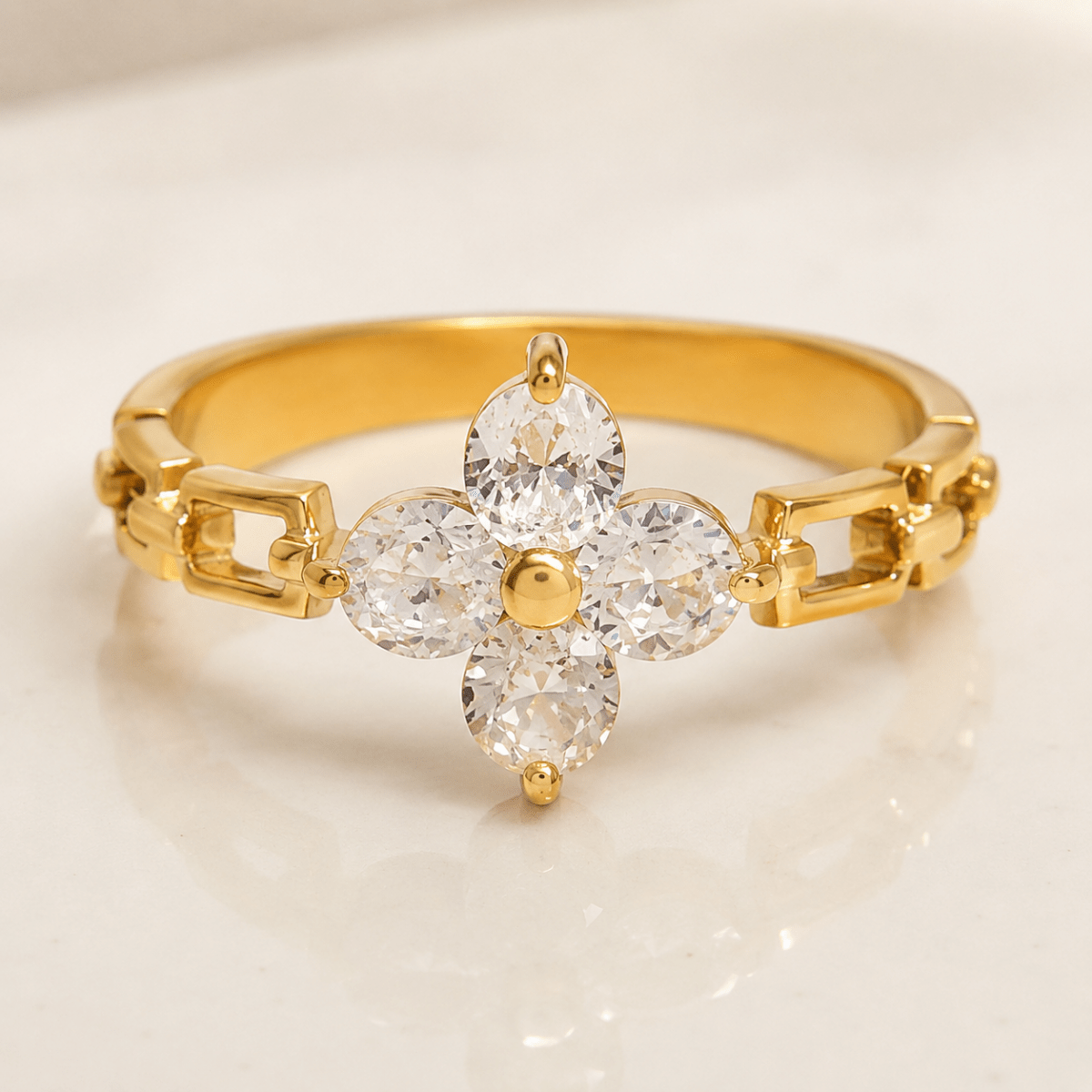 Elodie Crystal Petal Ring - Luzy Jewels