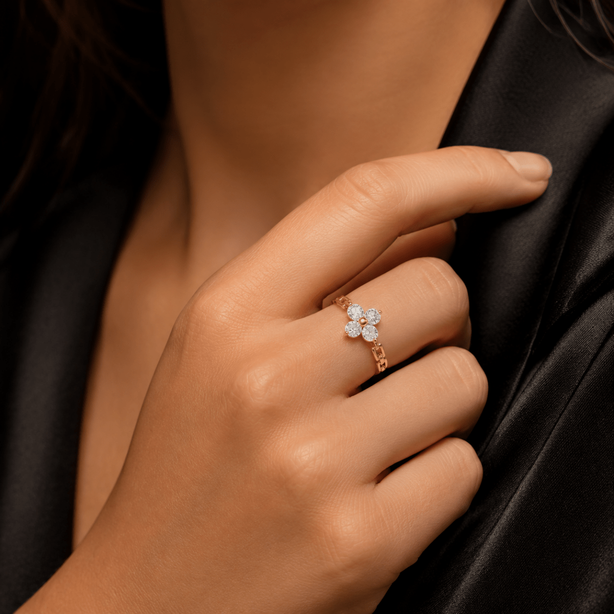Elodie Crystal Petal Ring - Luzy Jewels
