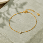 Elosia Gold Bezel Solitaire Anklet - Luzy Jewels