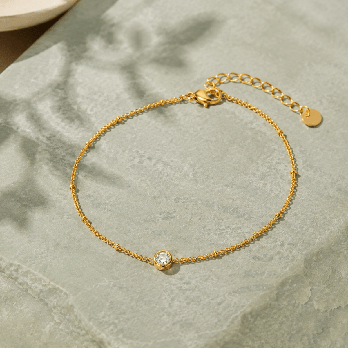 Elosia Gold Bezel Solitaire Anklet - Luzy Jewels