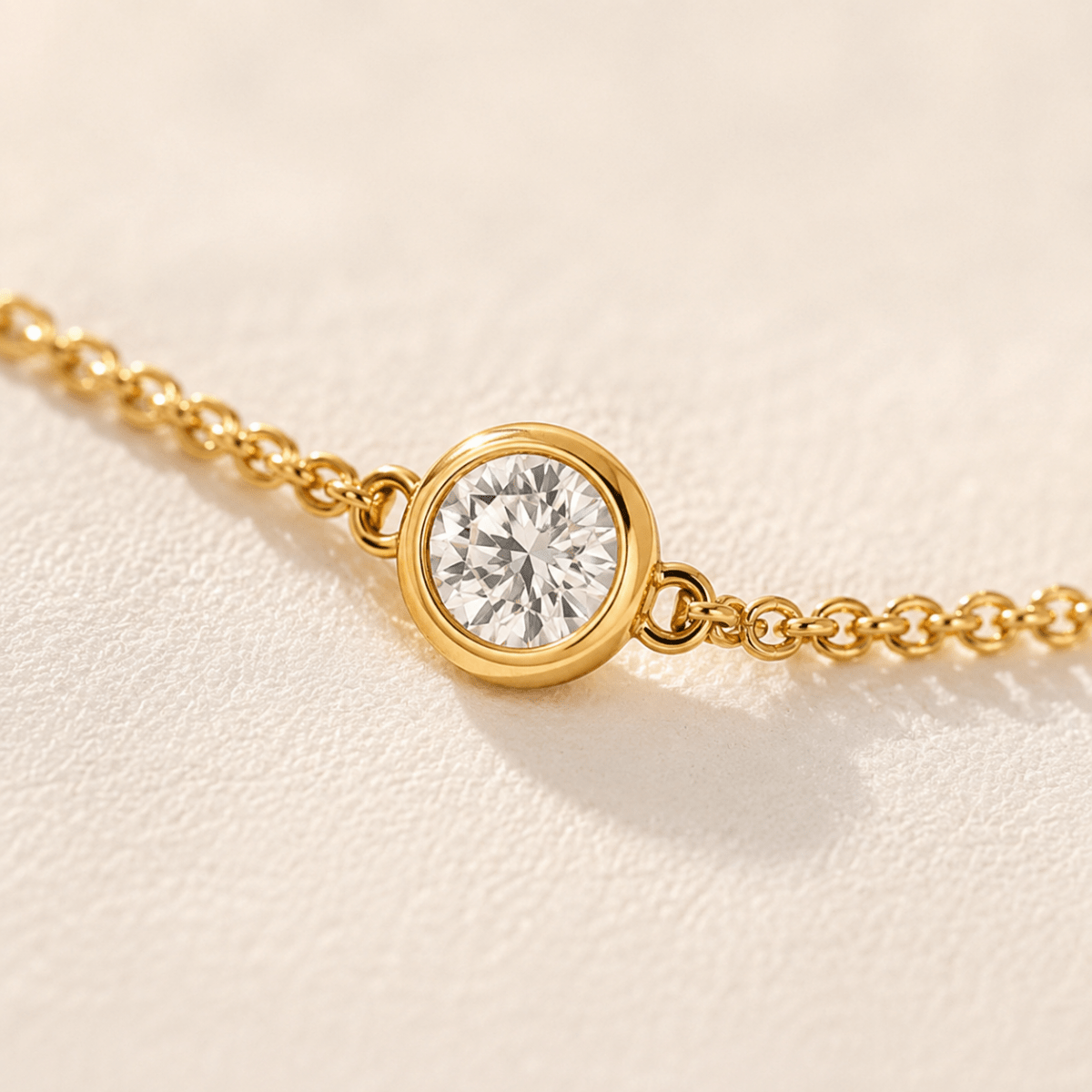 Elosia Gold Bezel Solitaire Anklet - Luzy Jewels