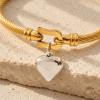 Elunara Two-Tone Heart Cable Bracelet - Luzy Jewels