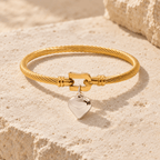 Elunara Two-Tone Heart Cable Bracelet - Luzy Jewels