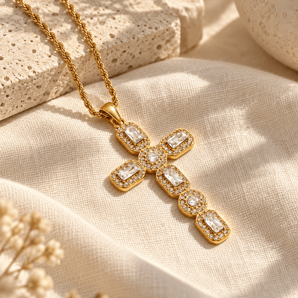 Evangelle Halo Cross Necklace - Luzy Jewels