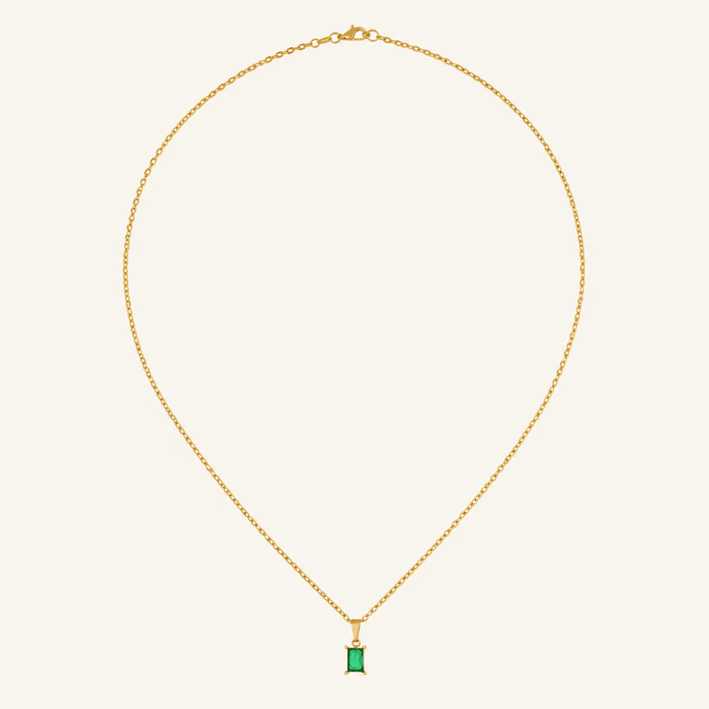 Evelina Green Solitaire Necklace - Luzy Jewels