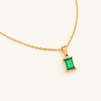 Evelina Green Solitaire Necklace - Luzy Jewels