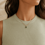 Evelina Green Solitaire Necklace - Luzy Jewels