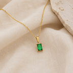 Evelina Green Solitaire Necklace - Luzy Jewels