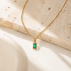 Evelina Green Solitaire Necklace - Luzy Jewels
