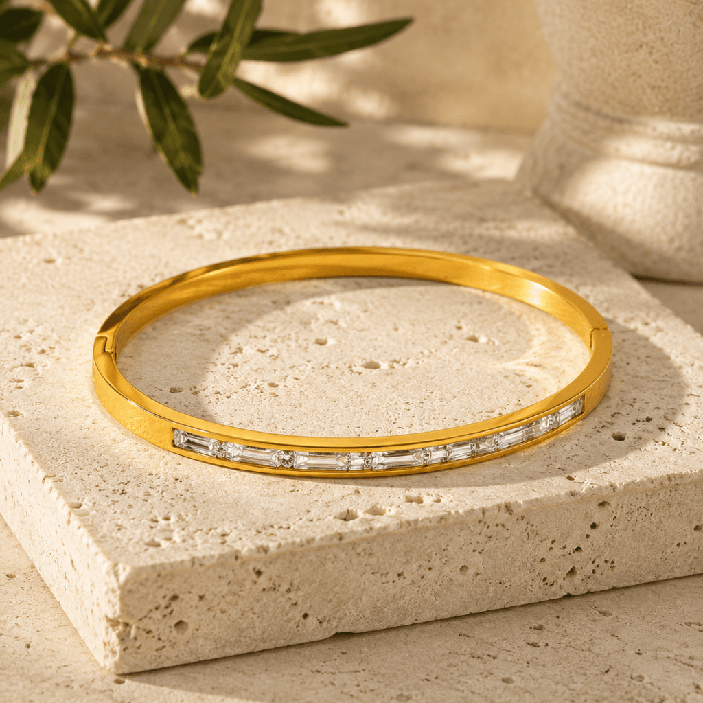 Gianna Baguette Hinged Bangle - Luzy Jewels