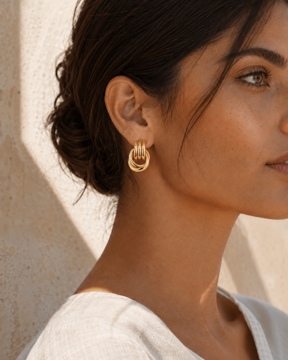 Halo Layered Hoop Earrings - Luzy Jewels