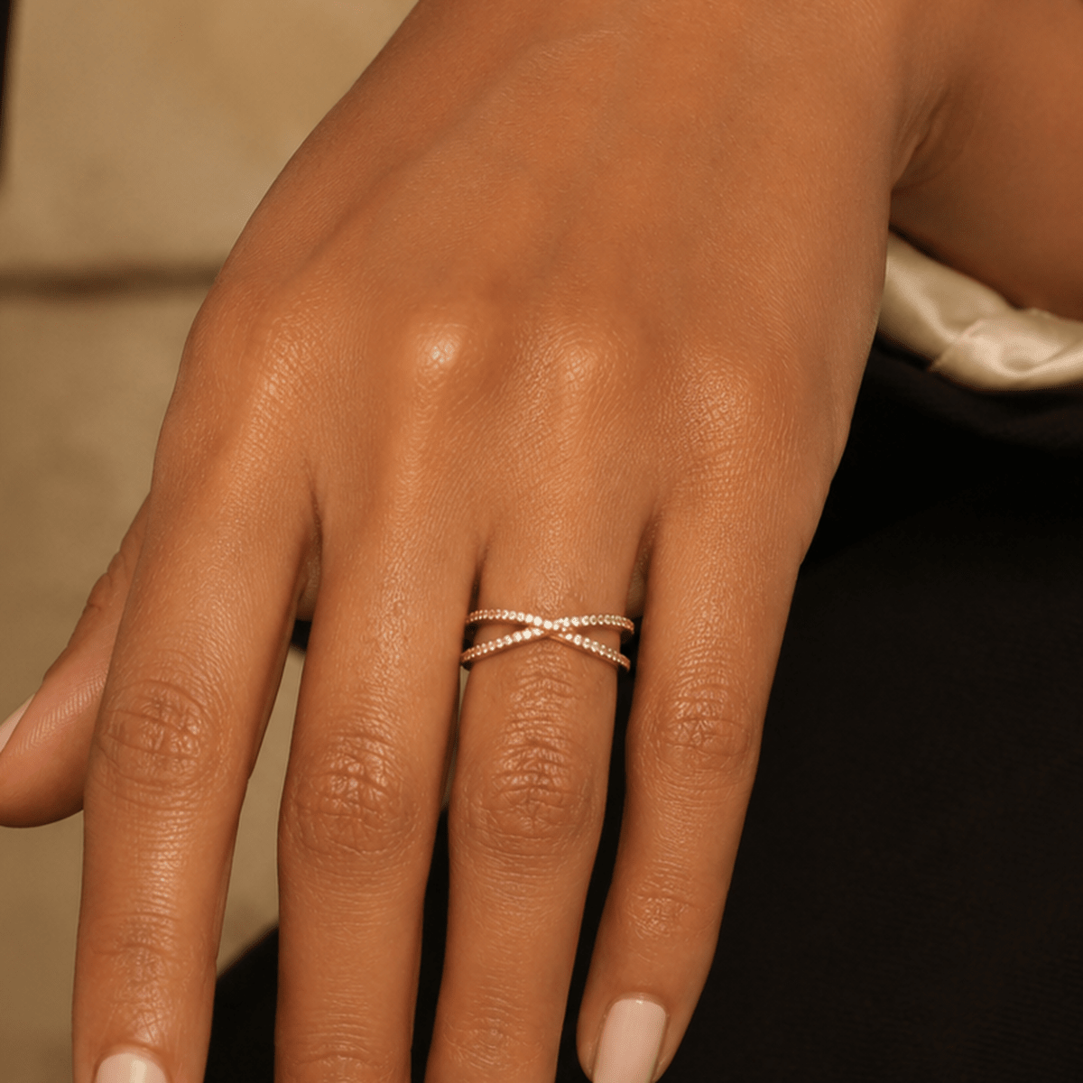 Ione Pavé Crossover Ring - Luzy Jewels