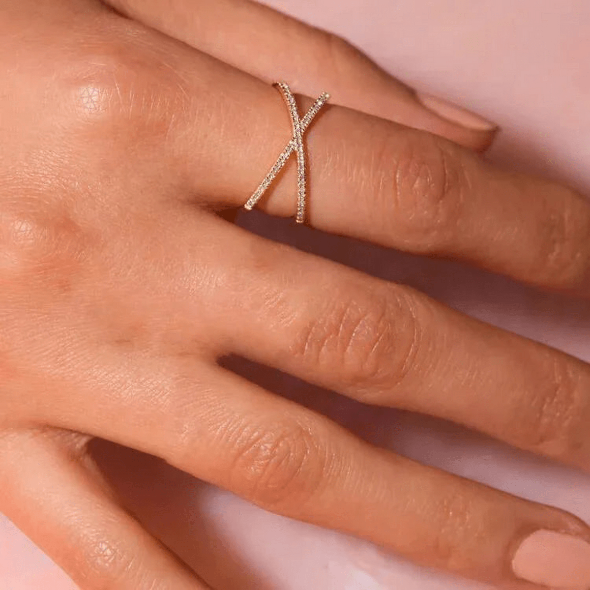 Ione Pavé Crossover Ring - Luzy Jewels