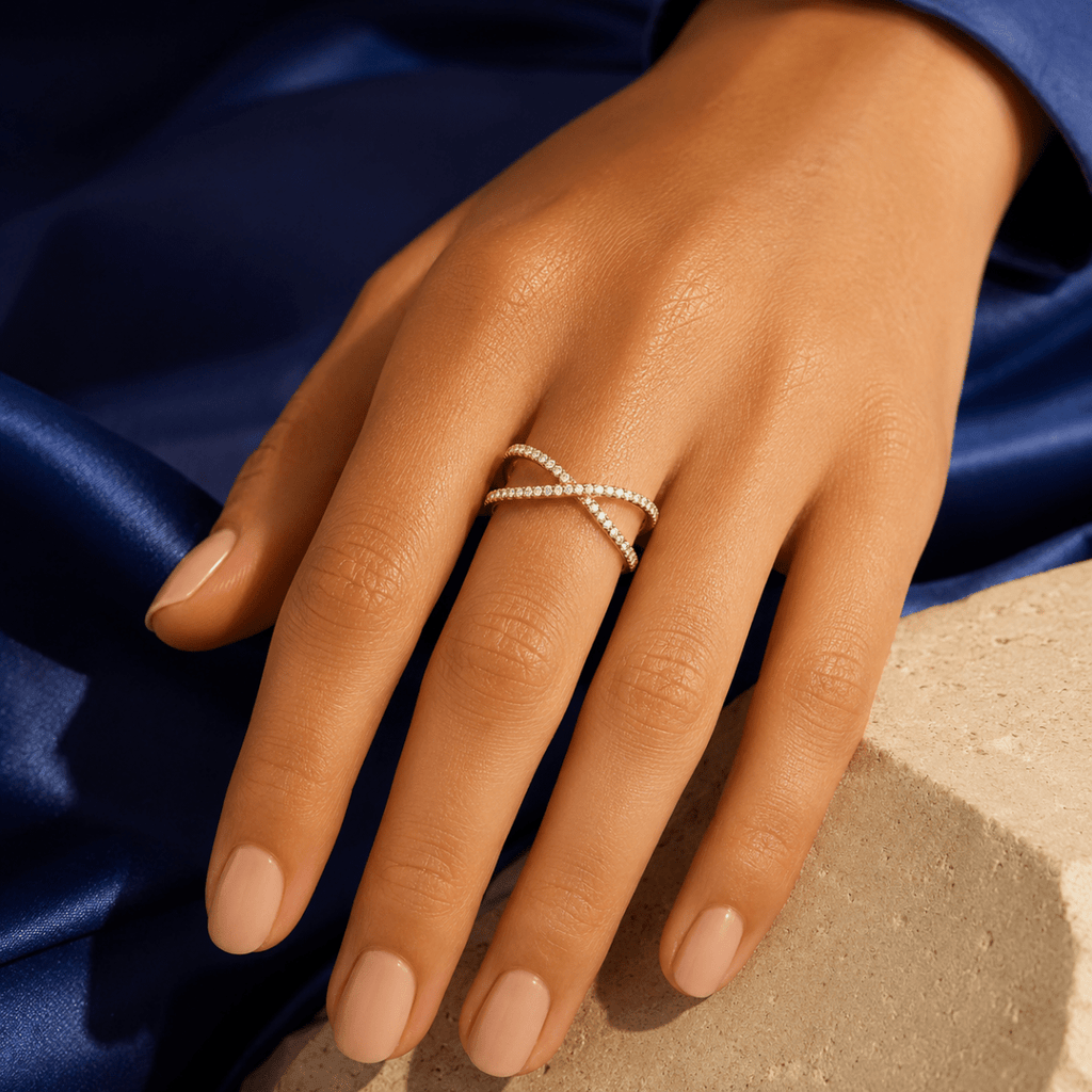Ione Pavé Crossover Ring - Luzy Jewels