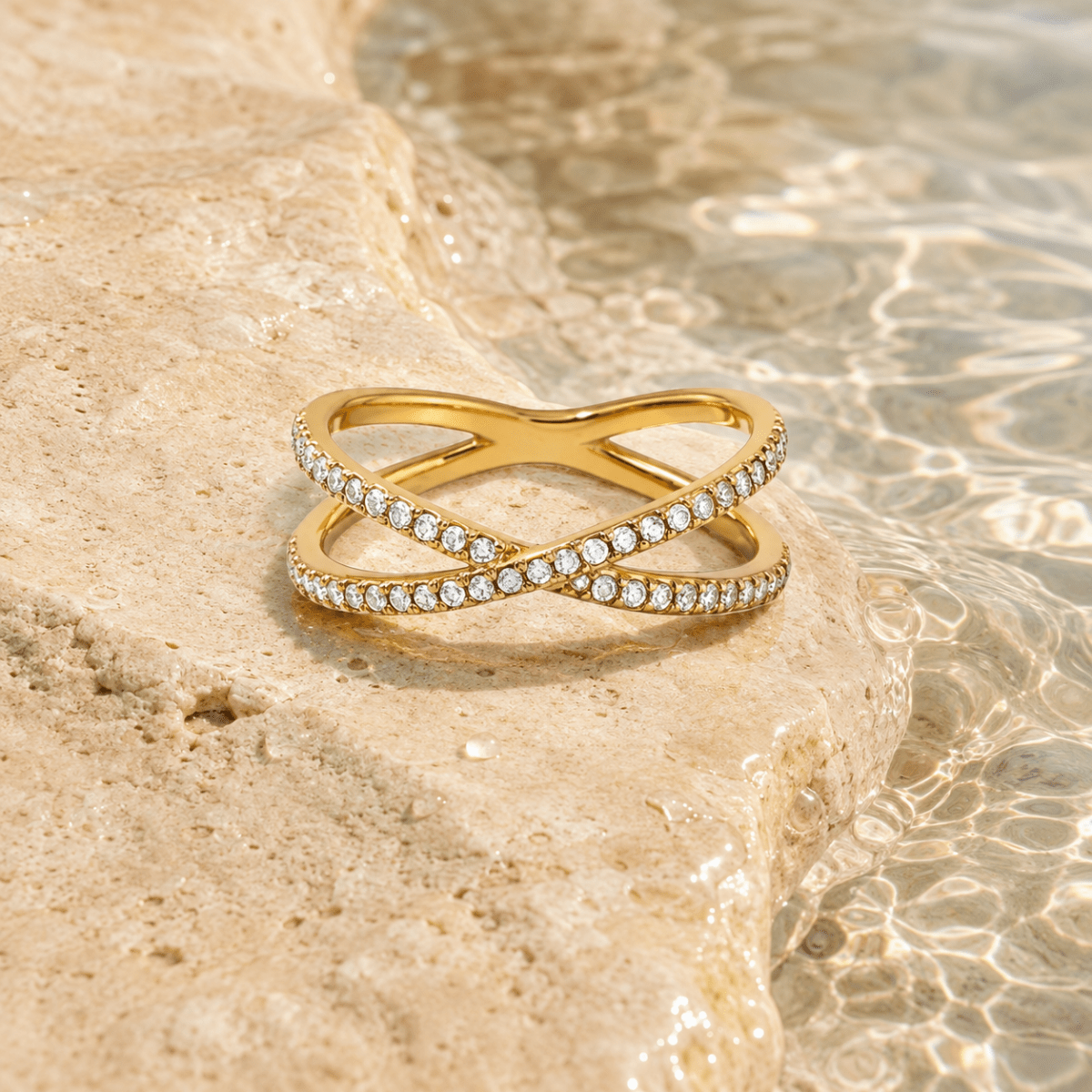 Ione Pavé Crossover Ring - Luzy Jewels