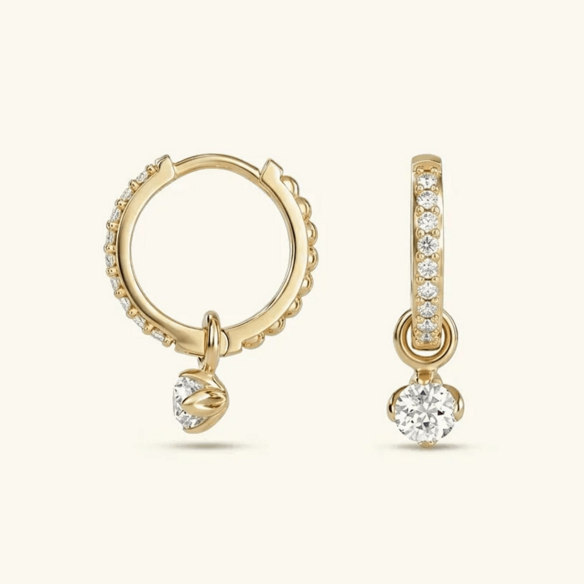 Isola Reversible Pavé Charm Hoops - Luzy Jewels
