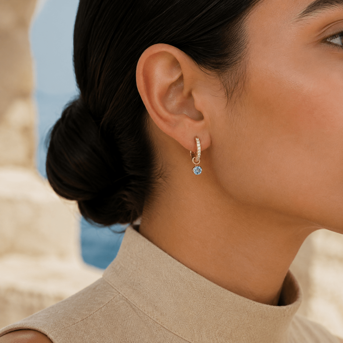 Isola Reversible Pavé Charm Hoops - Luzy Jewels