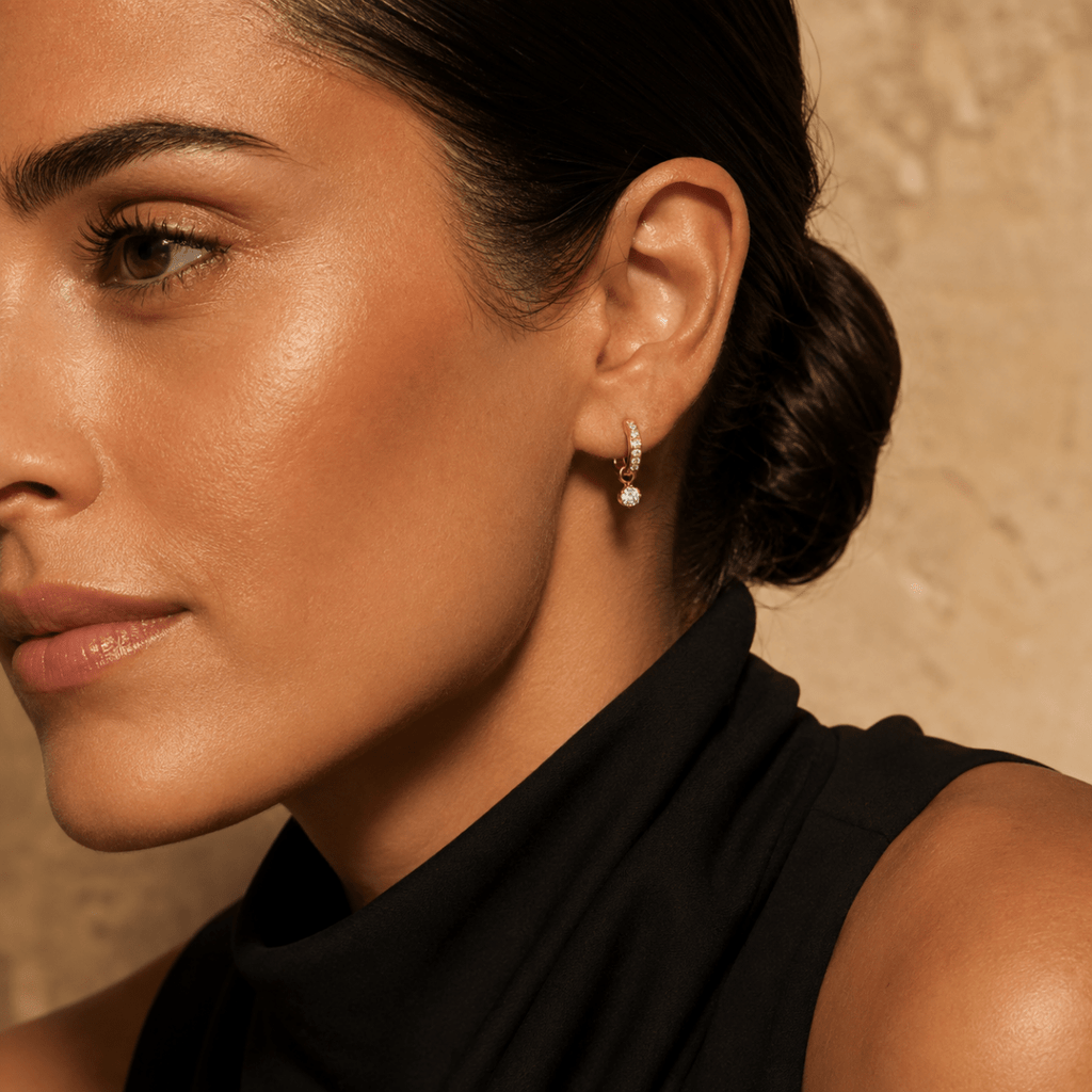 Isola Reversible Pavé Charm Hoops - Luzy Jewels