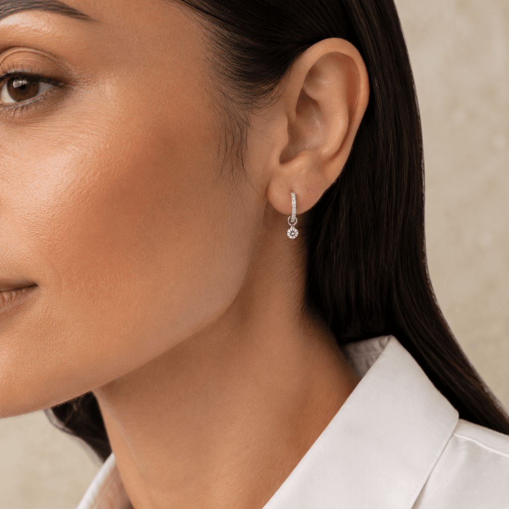 Isola Reversible Pavé Charm Hoops - Luzy Jewels