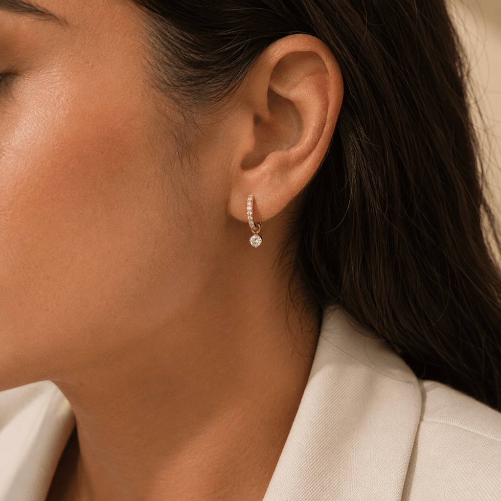 Isola Reversible Pavé Charm Hoops - Luzy Jewels