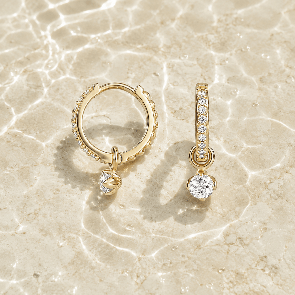 Isola Reversible Pavé Charm Hoops - Luzy Jewels