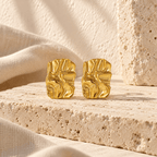 Kaelora Rippled Rectangle Stud Earrings - Luzy Jewels