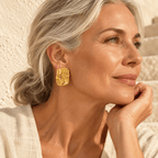 Kaelora Rippled Rectangle Stud Earrings - Luzy Jewels