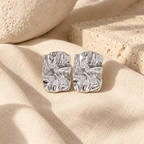 Kaelora Rippled Rectangle Stud Earrings - Luzy Jewels