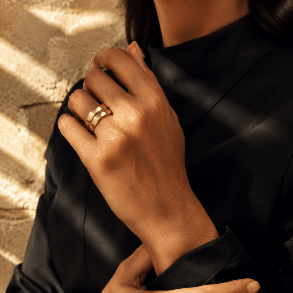 Leandra Sculpted Double-Band Ring - Luzy Jewels