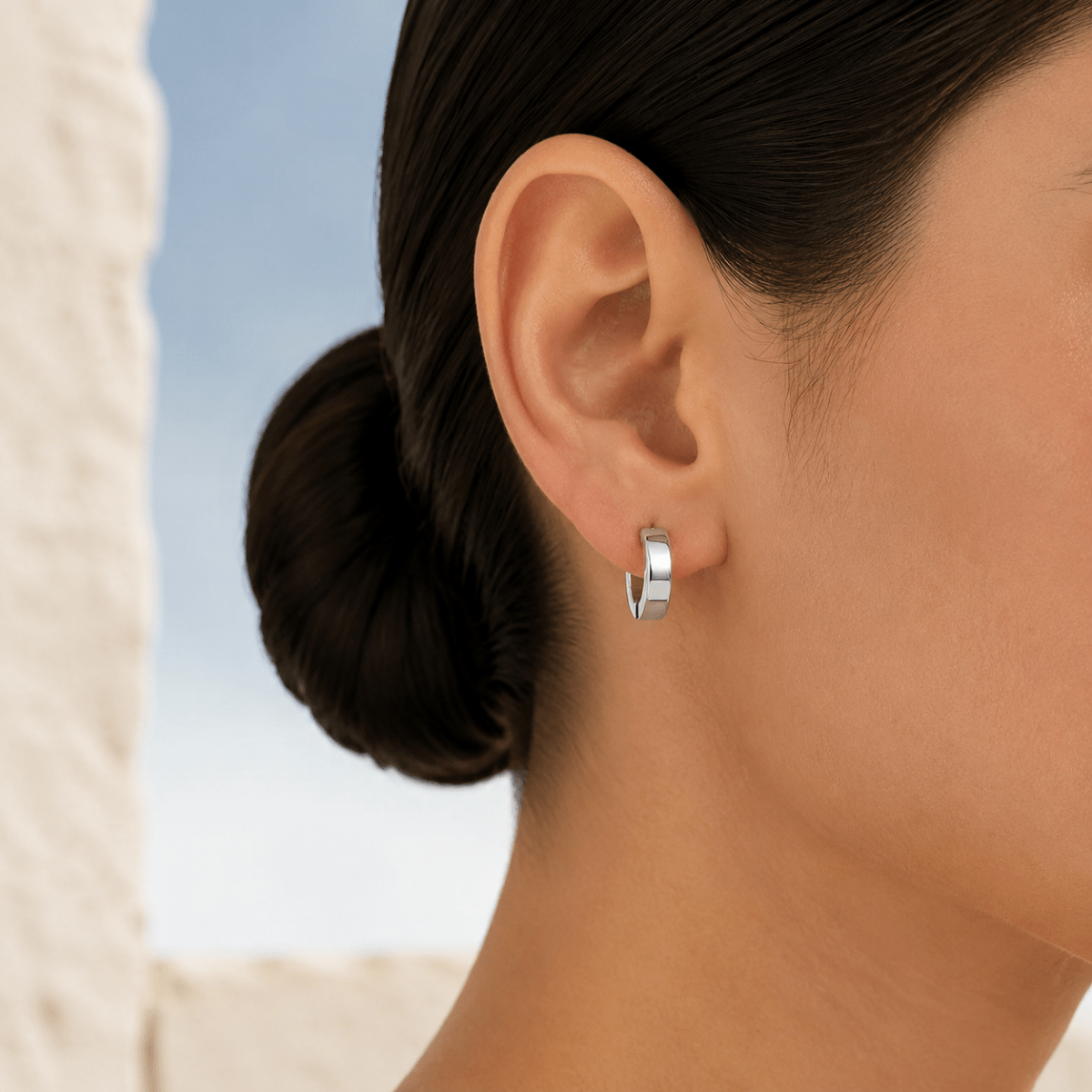 Leonie Flat Huggie Earrings - Luzy Jewels