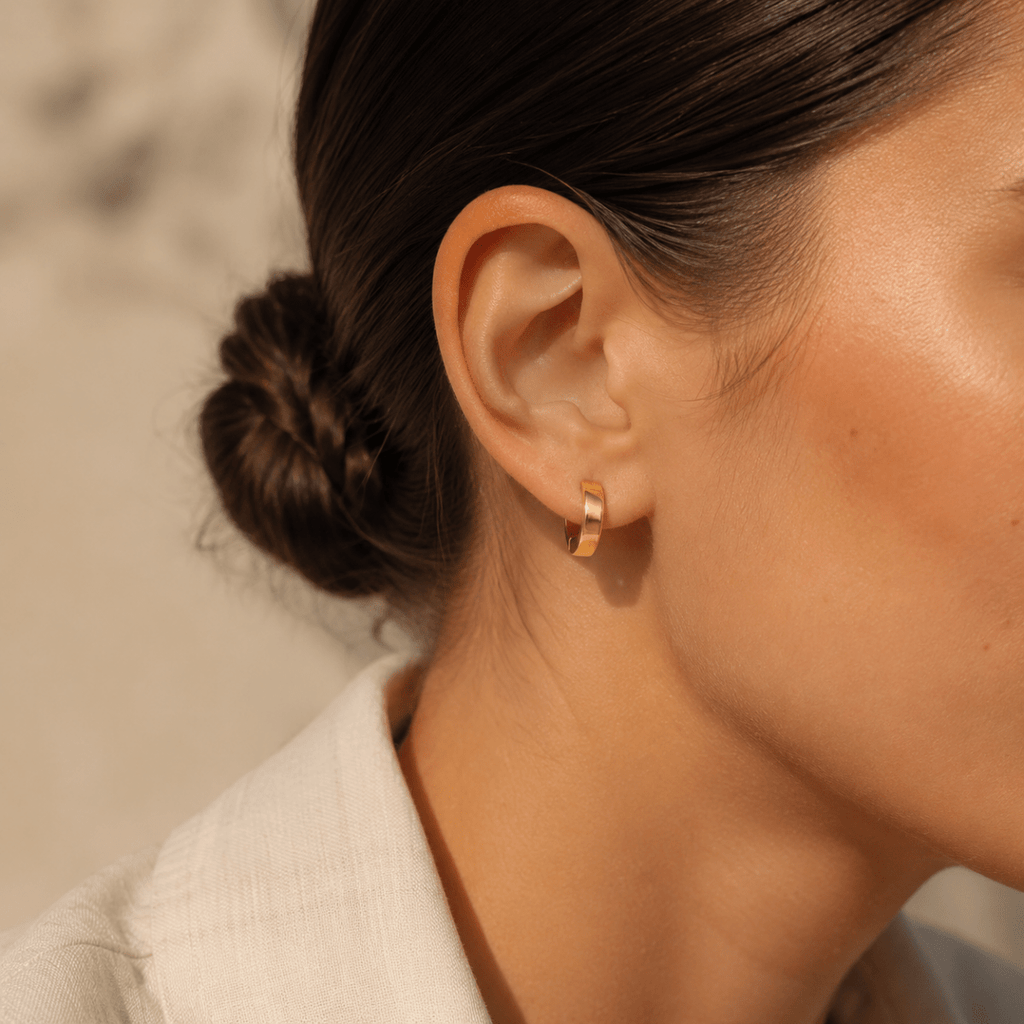Leonie Flat Huggie Earrings - Luzy Jewels