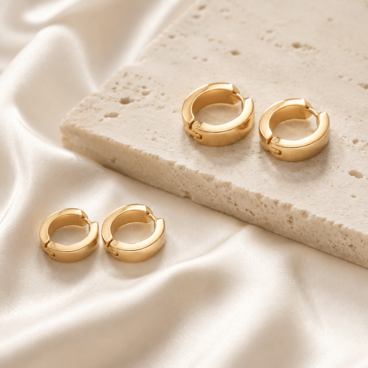 Leonie Flat Huggie Earrings - Luzy Jewels