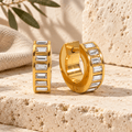 Lexoria Baguette Huggie Earrings - Luzy Jewels