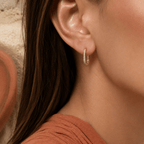 Liora Pavé Oval Huggie Earrings - Luzy Jewels