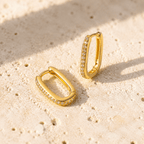 Liora Pavé Oval Huggie Earrings - Luzy Jewels
