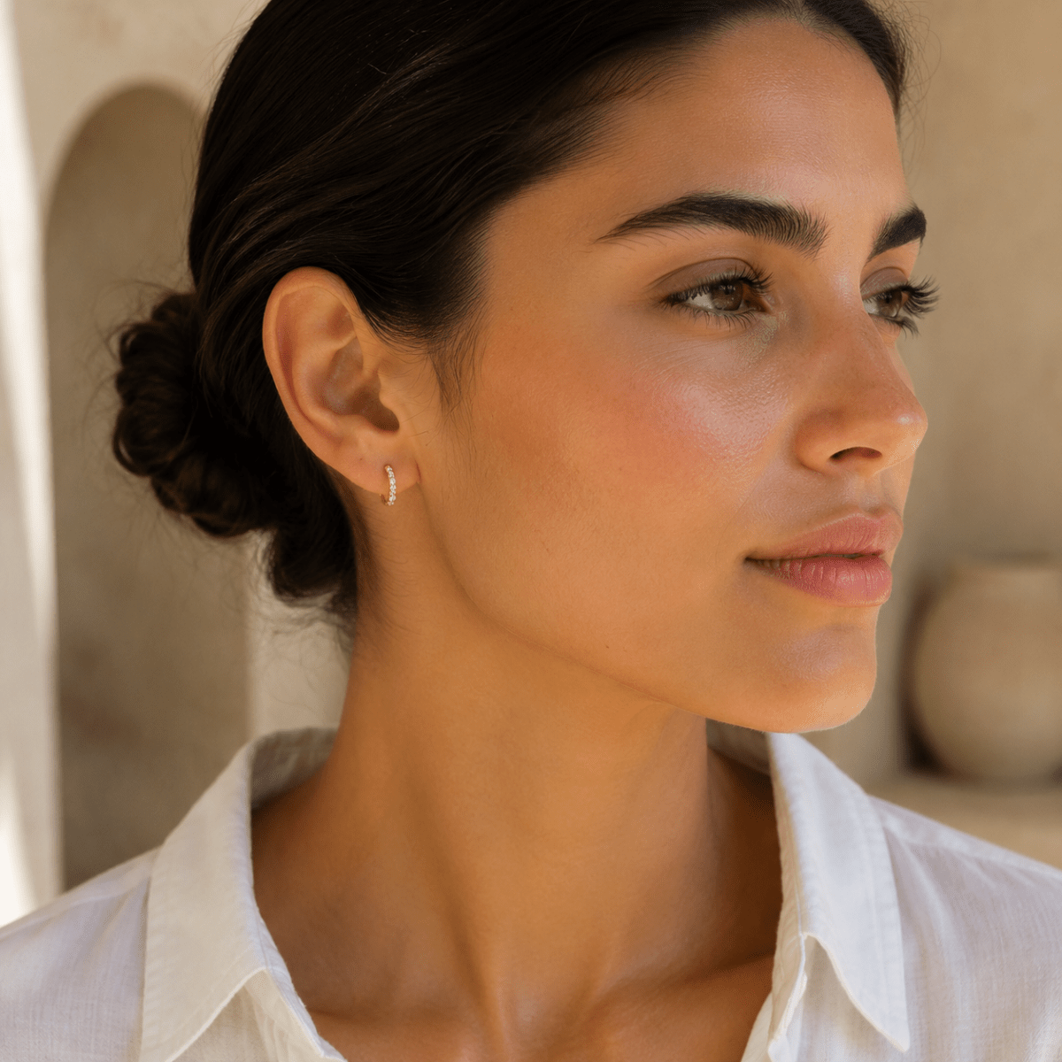 Livia Crystal Huggie Earrings - Luzy Jewels