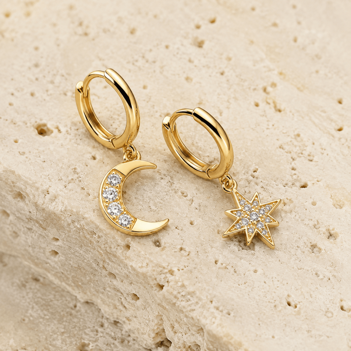 Lunara Celestial Charm Huggies - Luzy Jewels