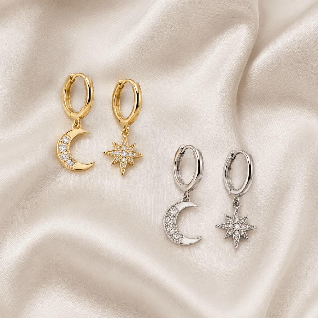 Lunara Celestial Charm Huggies - Luzy Jewels