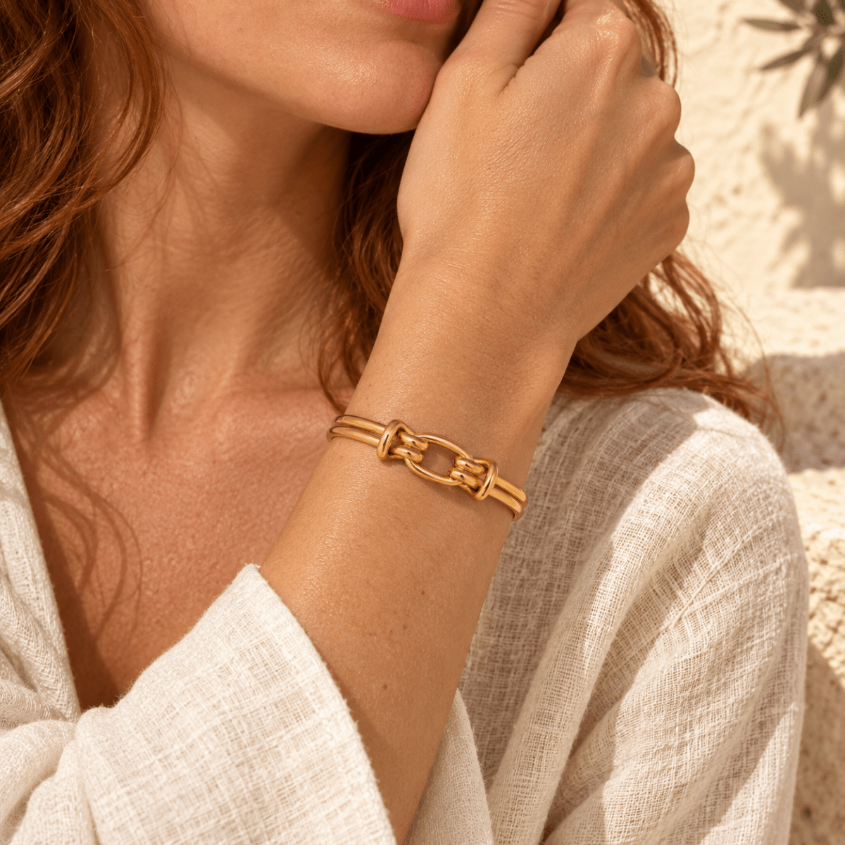 Lunoria Oval-Link Open Cuff - Luzy Jewels