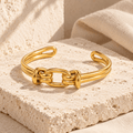 Lunoria Oval-Link Open Cuff - Luzy Jewels
