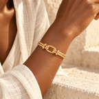 Lunoria Oval-Link Open Cuff - Luzy Jewels