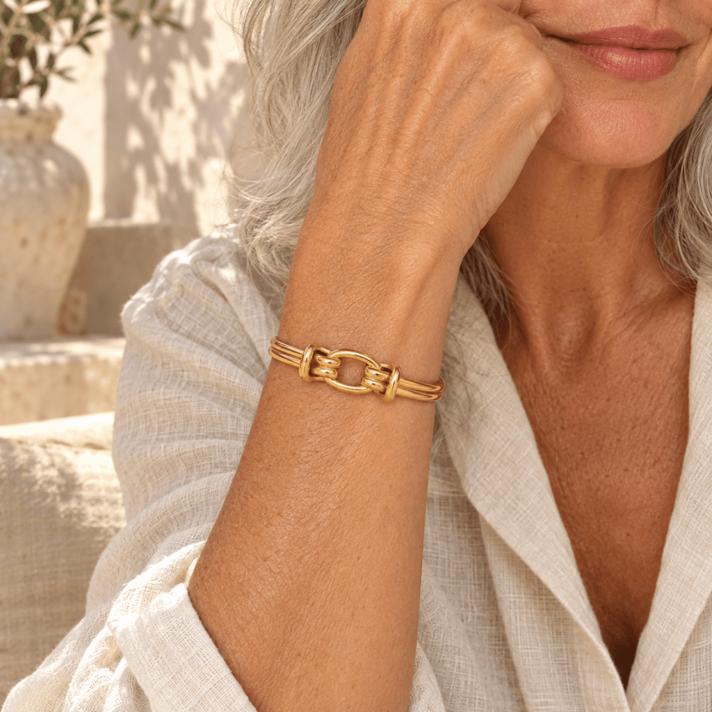 Lunoria Oval-Link Open Cuff - Luzy Jewels