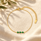 Alanoria Three-Pear Stone Bracelet with emerald-green stones – Mediterranean view 4