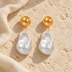Bollavie Baroque Pearl Drop Earrings — full product view