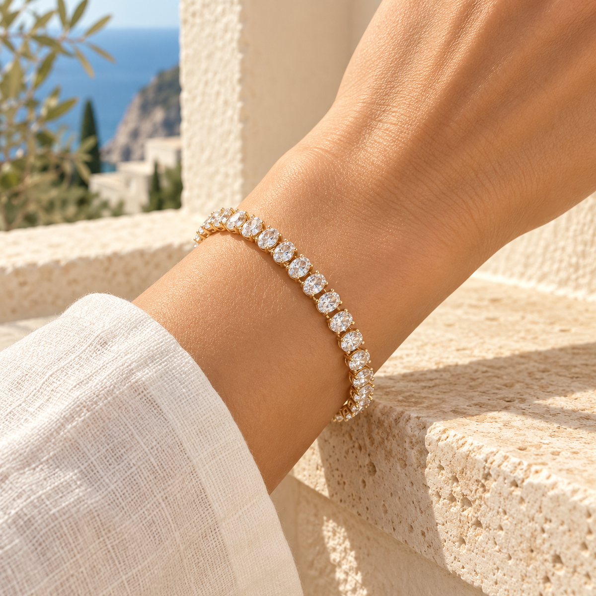 Caeloria Oval-Cut Tennis Bracelet – Mediterranean view 3