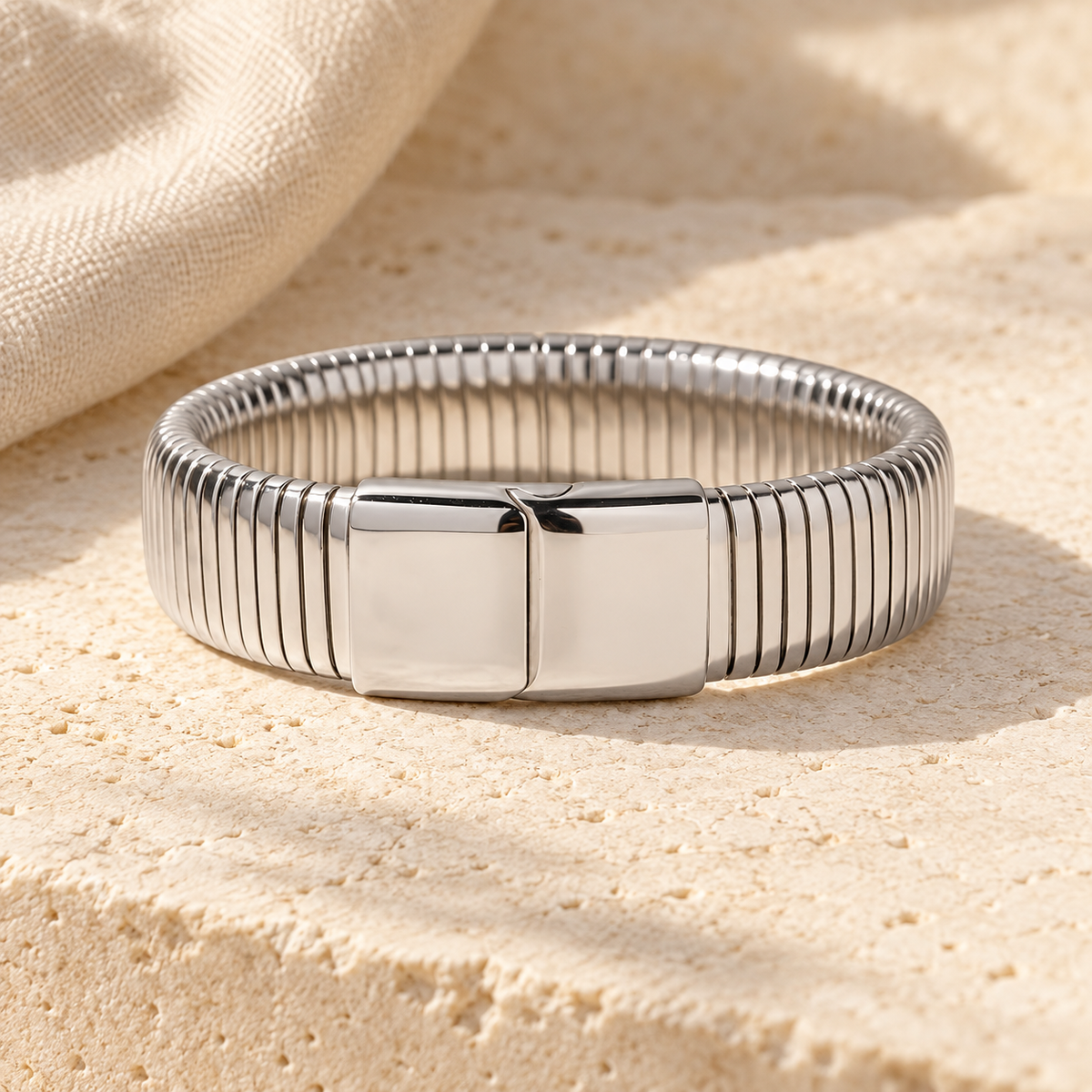 Canelise Ribbed Panel Bracelet — construction and finish detail