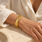 Canelise Ribbed Panel Bracelet — worn at realistic scale