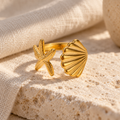 Conchavie Shell and Starfish Ring — full product view