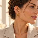 Coralisse Bow and Heart Drop Earrings — worn at realistic scale