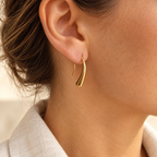 Filavie Tapered Hook Earrings — worn at realistic scale